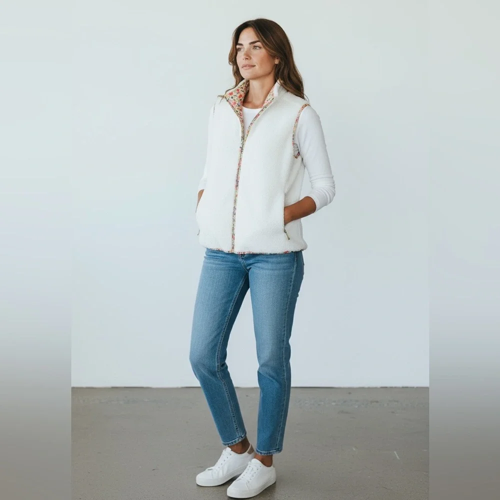 Matilda Jane reversible whimsical Floral Sherpa Vest - Picture 10 of 10